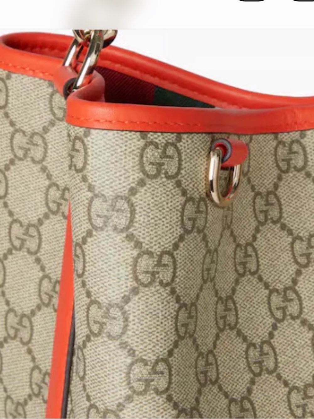 Gucci Beige GG Emblem tote medium with orange trim leather brand new 🧡 - Picture 6 of 16